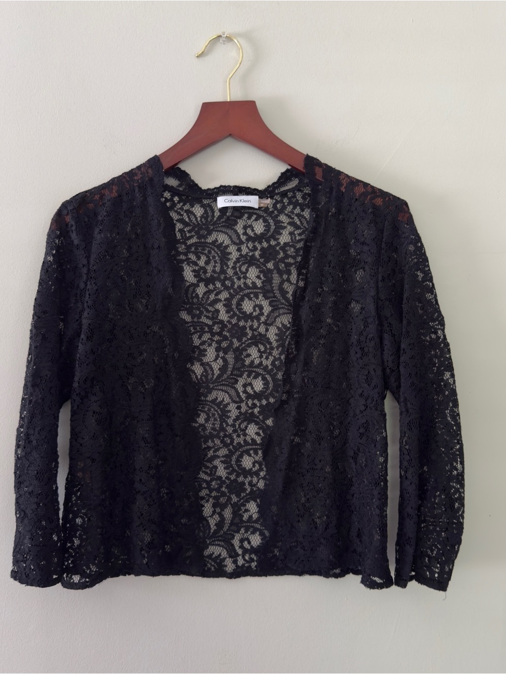 Y2K Calvin Klein Black Lace Open Cardigan